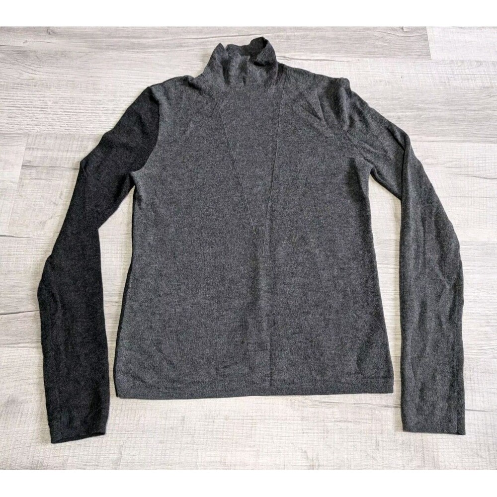 Akris Bergdorf Goodman Sweater Cashmere Blend Mock Neck Black Gray Women's Sz 8